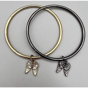 VS vintage htf angel wing set of 2 pave circle bangle statement bracelet nib
